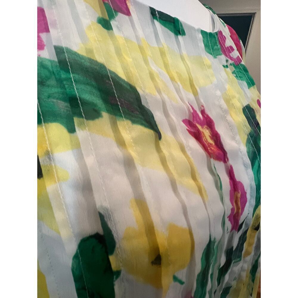 DKNY FLORAL SHORT chiffon TUNIC SUNDRESS WOMENS SIZE 12 - Picture 7 of 8